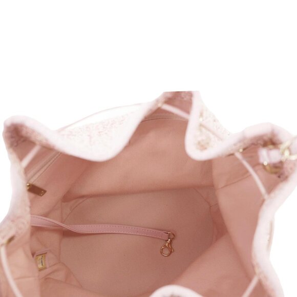 Chanel  Deauville Lurex Boucle Drawstring Bag Pink - Picture 13 of 14